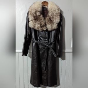 Vintage Dan Di Mode Leather Jacket with Fur Collar